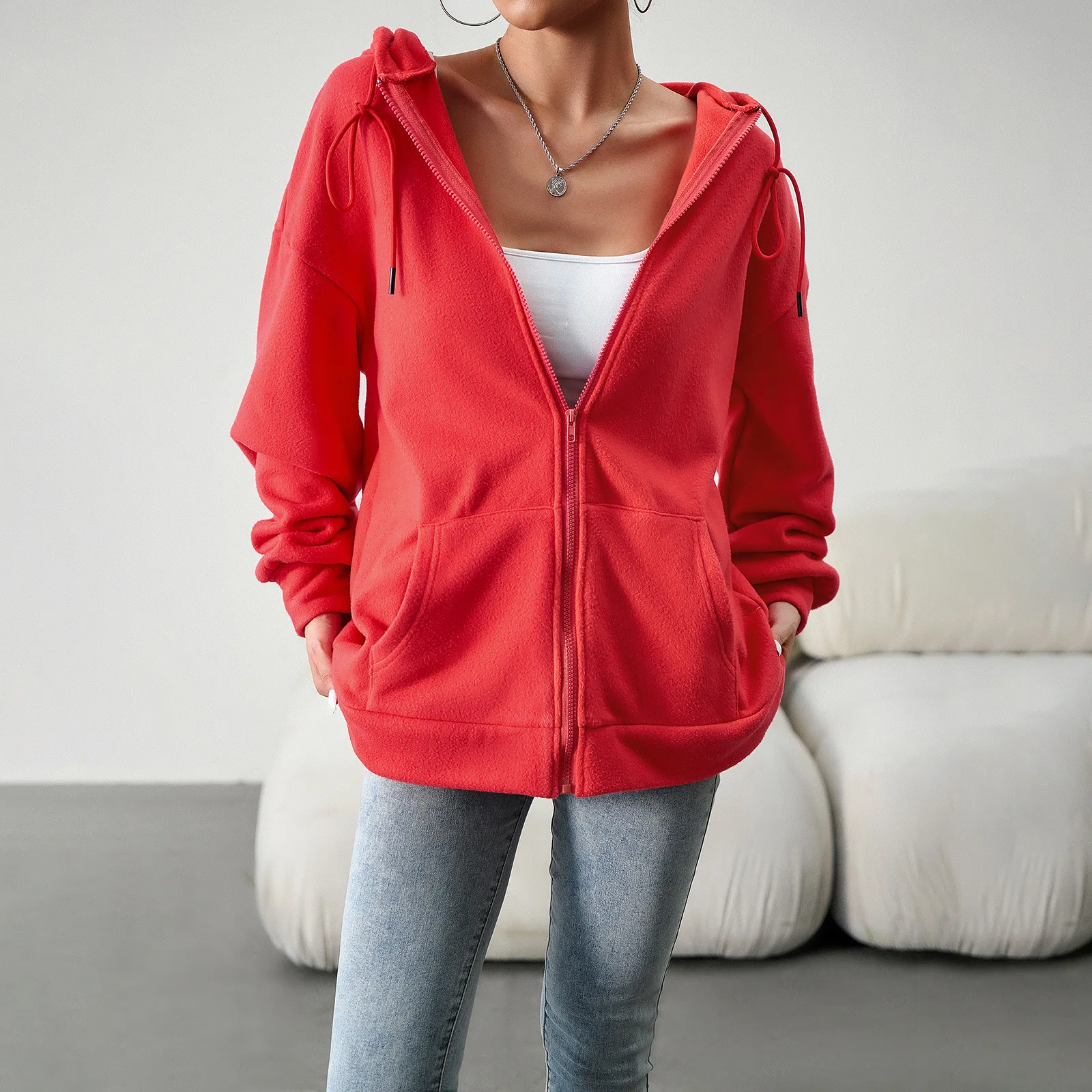 Autumn Winter Ladies Cardigan Hoodies Coat Loose Casual Female Women Solid Hoody Outwear Coat Hooded Jacket Overcoat Plus Size