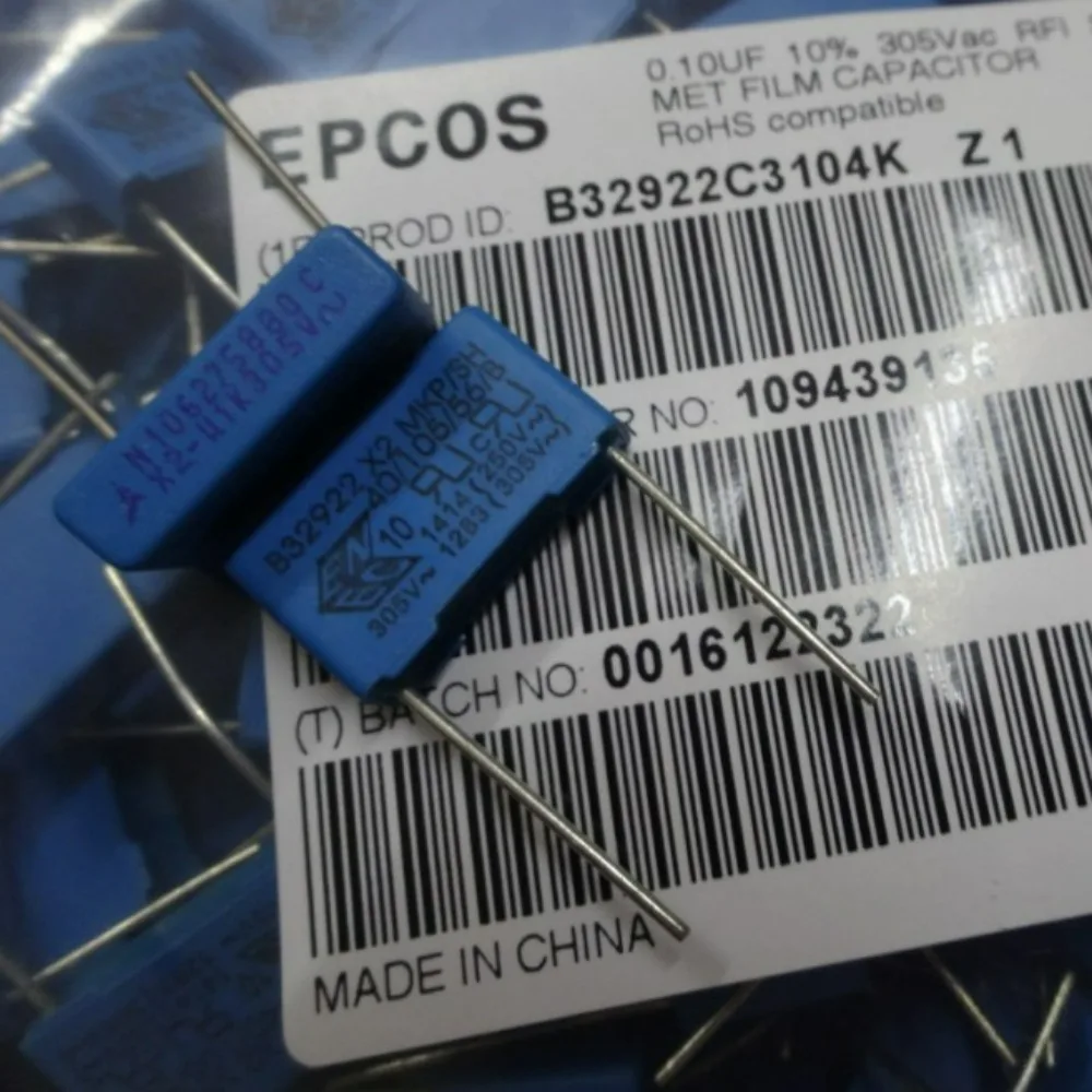 10pcs/lot EPCOS 0.1uf 305vAC 100nf u1 104 K Brand New 15mm Film Capacitor B32922C3104K