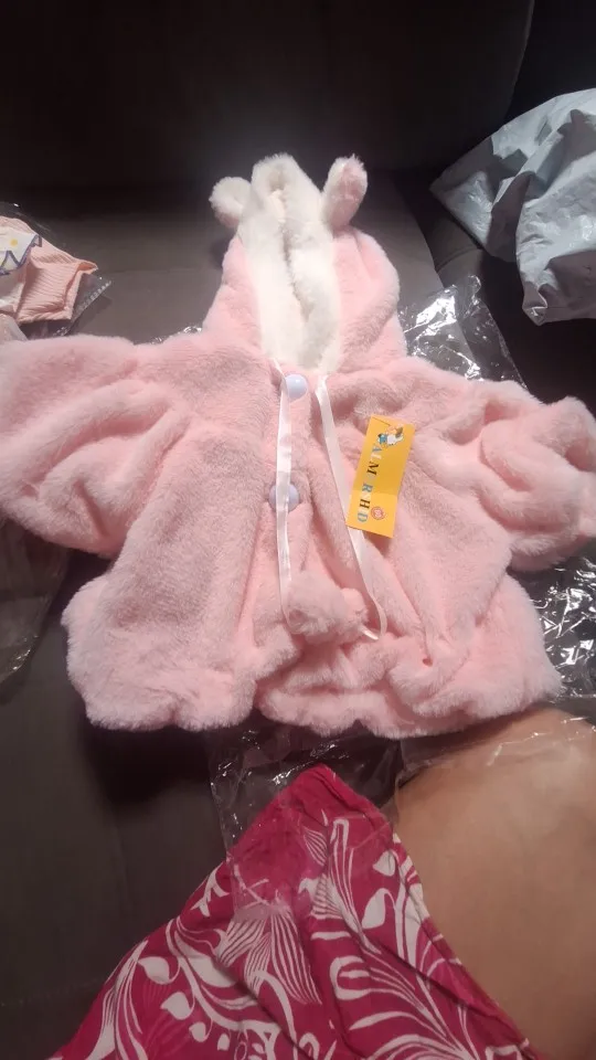 Winter Baby Girl Jacket Sweet And Cute Warm Hooded Rabbit Ear Wool Sweater Minimalist Children'S Clothing Suitable For 0-3 Year photo review