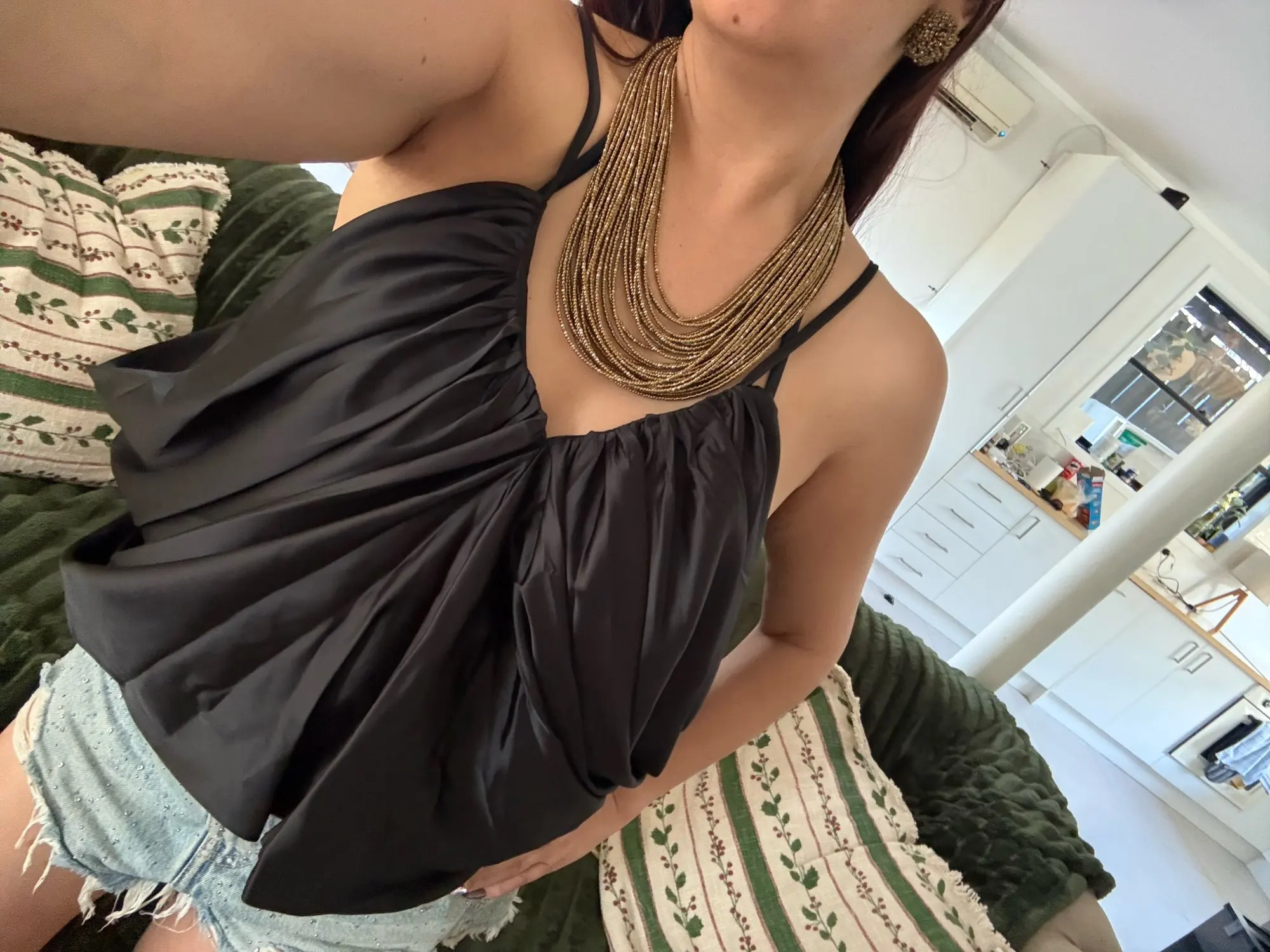 Women's Slip Tops Fashion Satin Pleated V-Neck Sleeveless Top Summer Sexy Female Chic Tops photo review