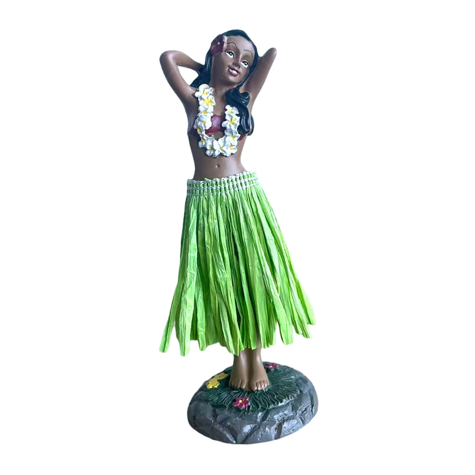 Figura Bailarina Hawaiana De Resina De 16 Cm Con Falda De Hierba Y Movimiento Oscilante, Decoración Para Coche, Escritorio O Salpicadero, Resistente A La Decoloración