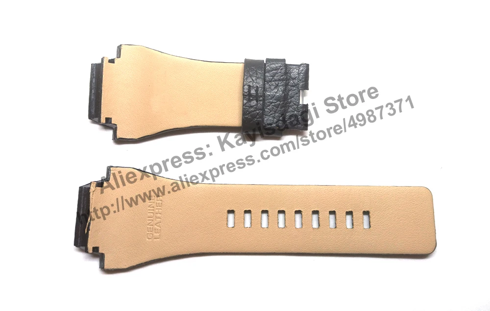 Compatible. Diesel DZ1265 , DZ1266 - 24mm Black Genuine Leather Watch Strap Band