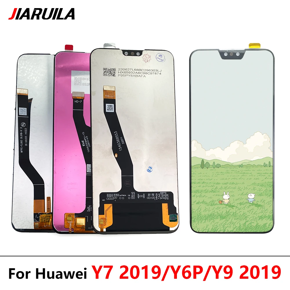 LCD Display Screen Touch Digitizer Assembly With Frame Repair For Huawei Y6P Y7 2019 Y9 2019