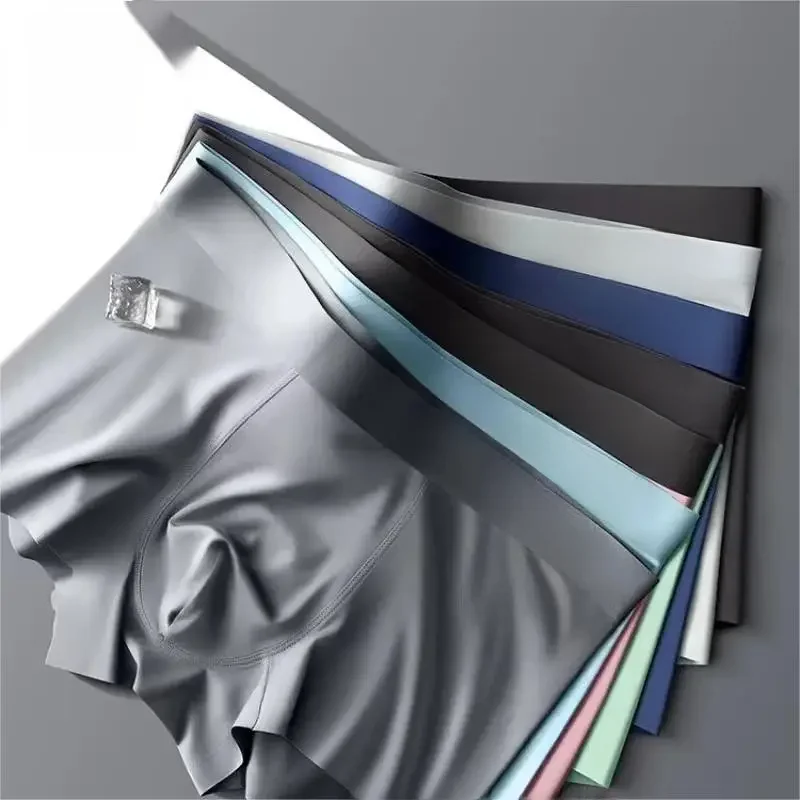 MIIOW 3Pcs Eis Seide Mann Unterwäsche Boxer Metall Faser Antistatische Männer Unterhose Nahtlose Cut Saum Schlüpfer der Männer Boxer shorts Stamm