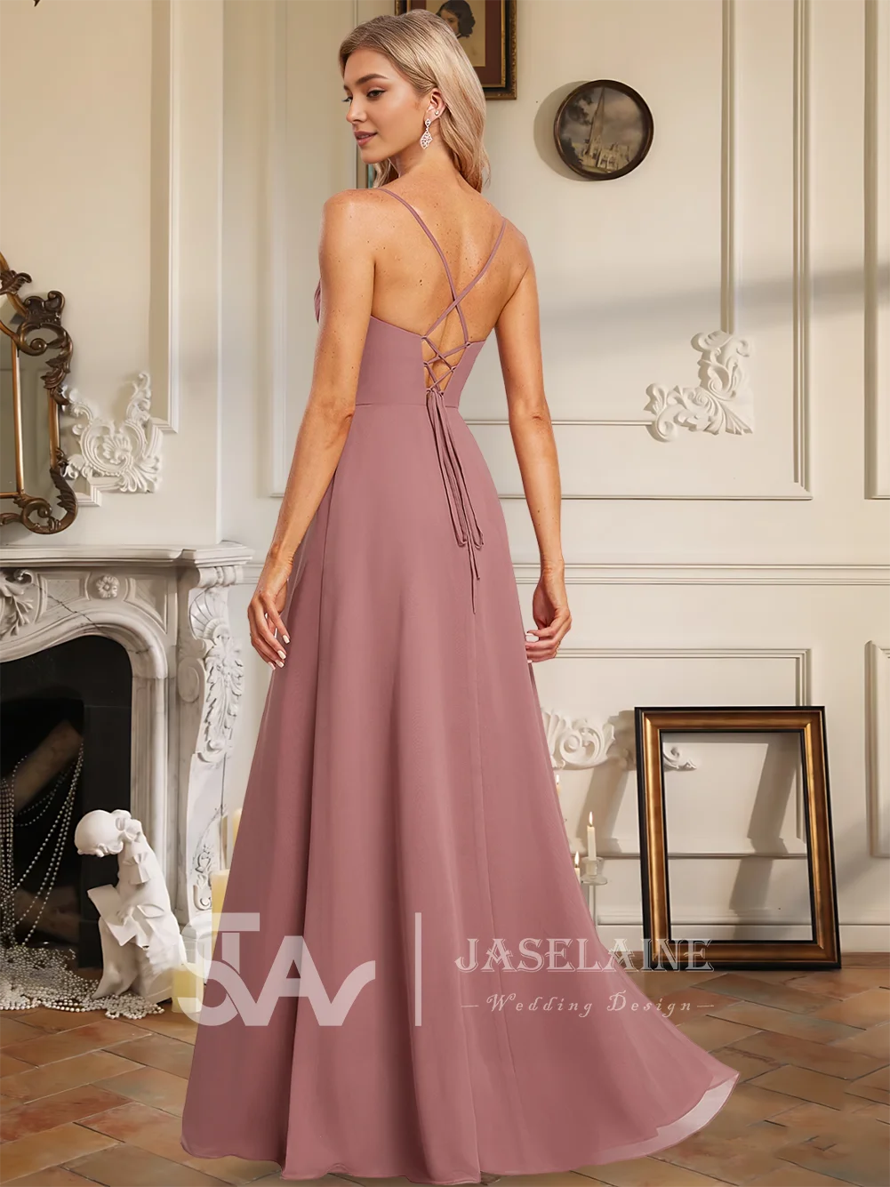 Роскошные платья подружки невесты трапециевидной формы с v-образным вырезом длиной до пола, шифоновые бретельки с разрезом для ног, свадебные вечерние коктейльные платья