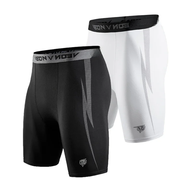 Noir Shorts de Compression Hommes Spandex Sport Shorts Athlétique Entraînement Running Performance Baselayer Sous-Vêtements