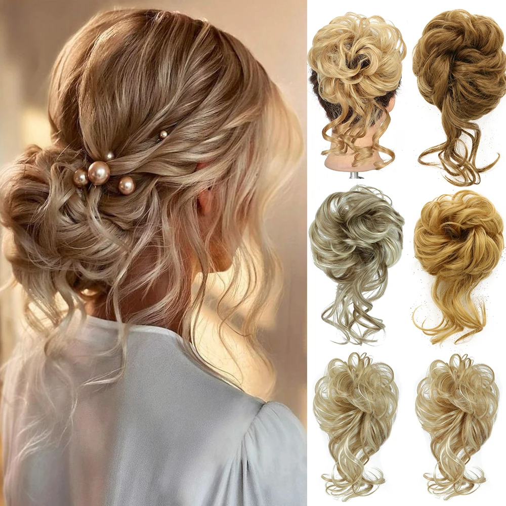 

Messy Hair Bun Hair Scrunchies Extension Curly Wavy Messy Synthetic Chignon For Women Hairpiece Hair Accessories For Women