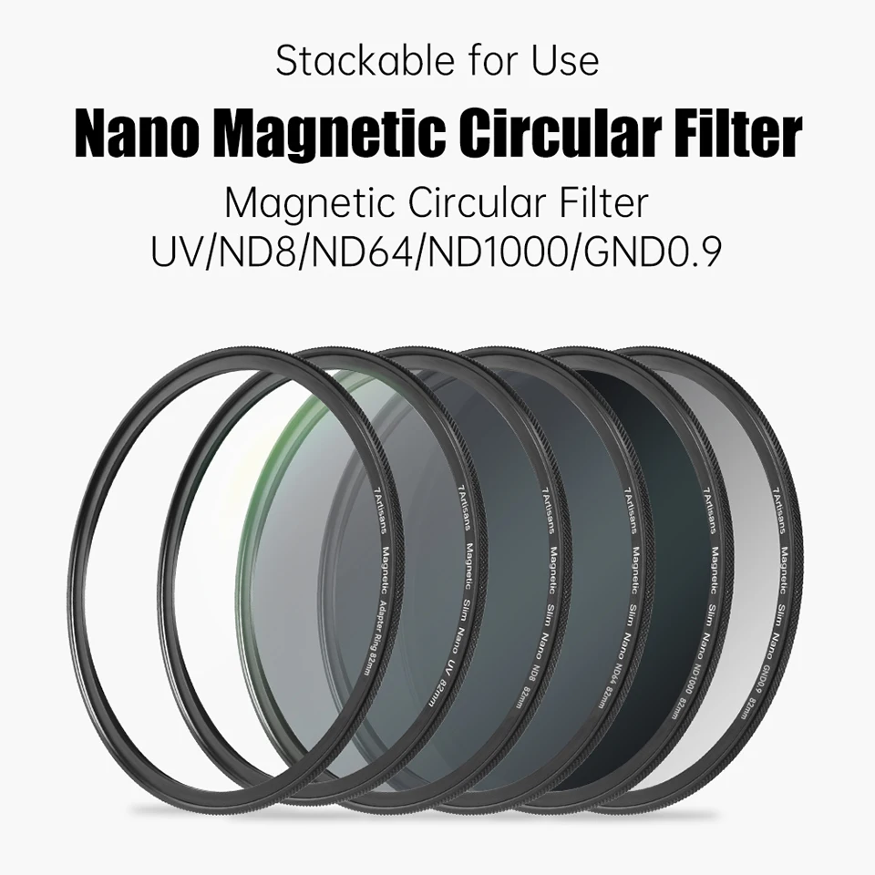 7artisans Nano Magnetic Circular Filter UV/ND8/ND64/ND1000/GND0.9 Waterproof Oil Stains Filter for Lens 67mm/72mm/77mm/82mm