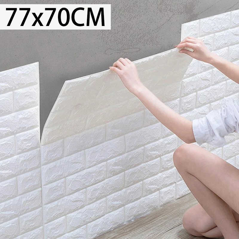 ملصق جداري مقاوم للماء ثلاثي الأبعاد، ورق حائط رغوي ناعم ذاتي اللصق، لون سادة، نمط الطوب الصناعي، ديكور منزلي ضروري #1