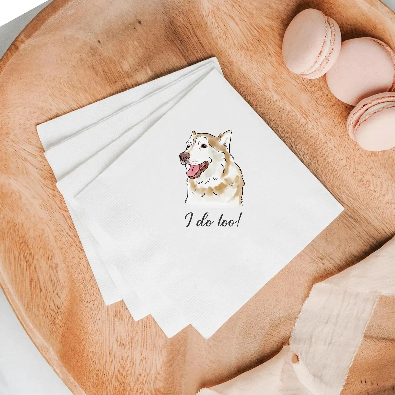 

50pcs Custom Pet Watercolor Cocktail Napkins, Dog Portrait from Photo, Pet Napkins for Wedding Bar, Engagement Gift for Couple,