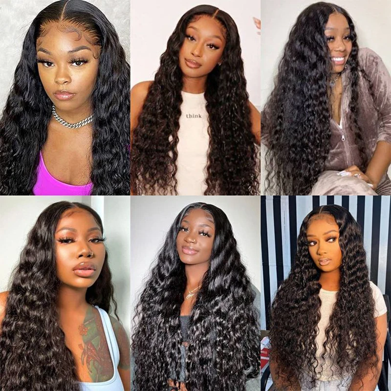 Human Hair Bundles 14-22Inch Deep Wave 1 Bundles Human Hair 100% Unprocessed Virgin Remy Wavy Bundles Hair Weft Extensions 1B#