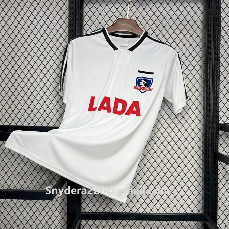 

Retro 1991 Men's Colo Colo Home White Quick Drying Clothing Training Futbol Shirt