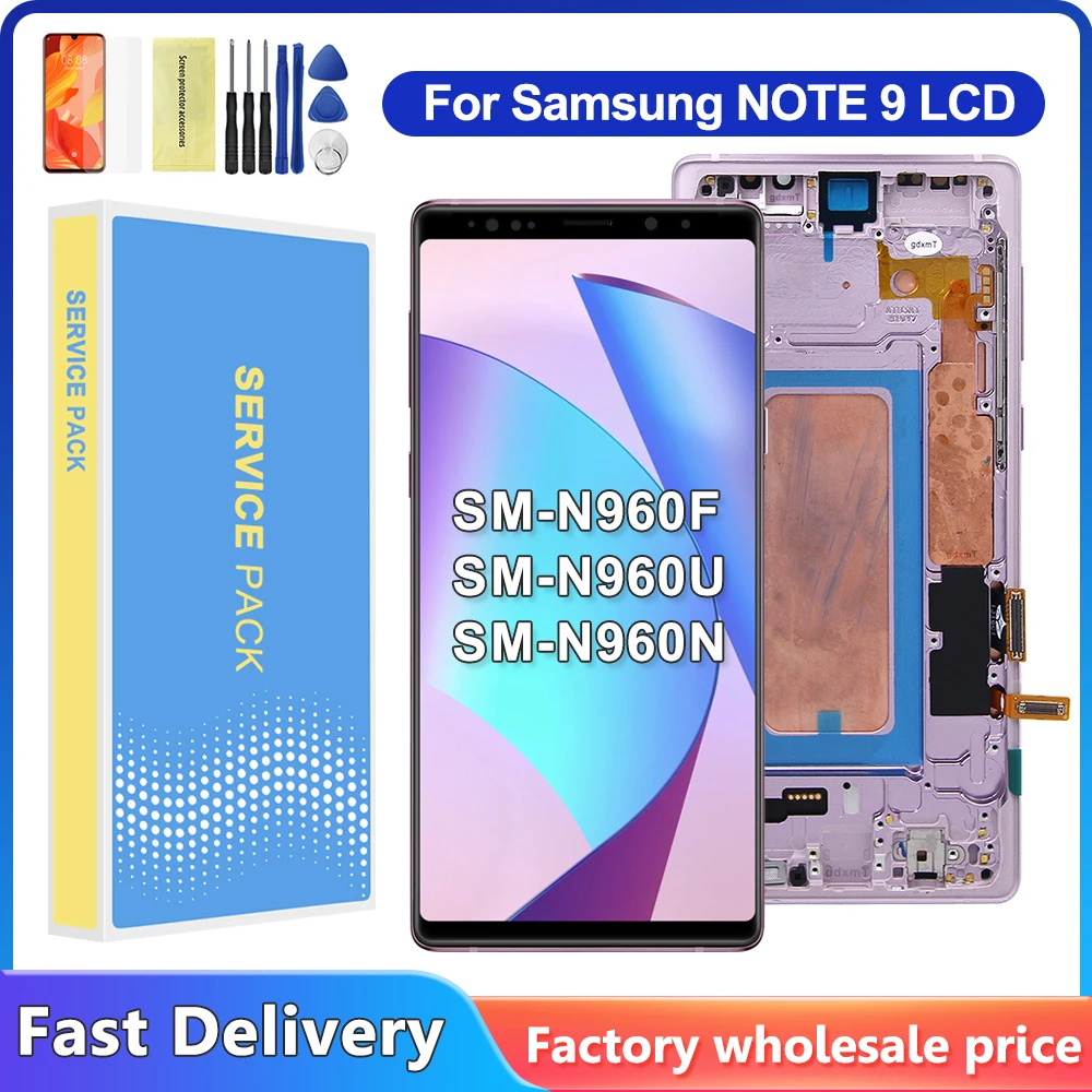 Tested For Samsung Note 9 Display Touch Screen With Frame Digitizer Assembly For Samsung Note9 N960 N960F N960U N960W LCD