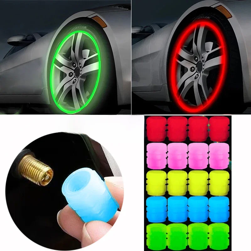 AliExpress 1-20PCS Luminous Car Tire Valve Cap Fluorescent Night Glowing Decor Motorcycle Bike Wheel Nozzle