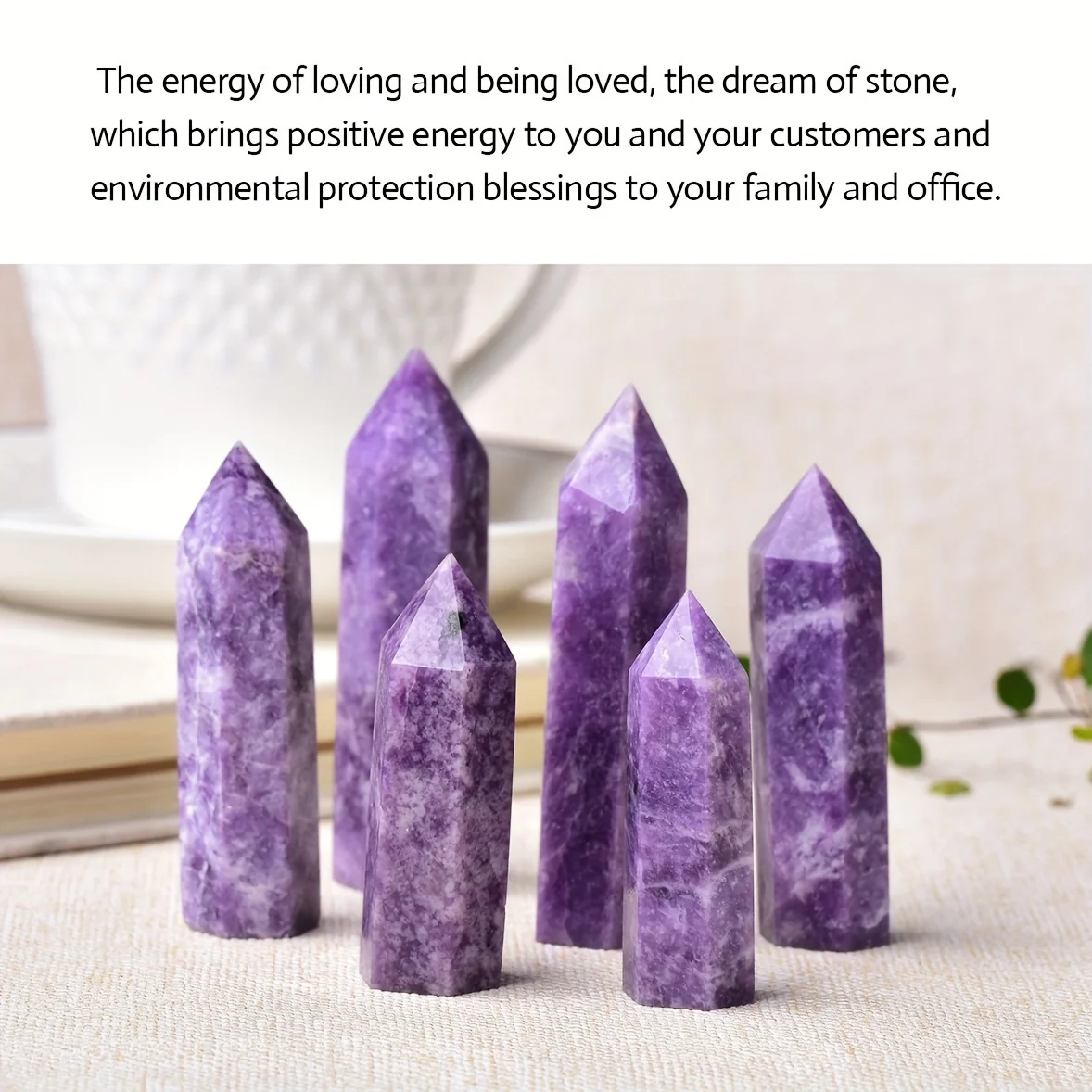 Natural Crystal Point Obelisk Purple Quartz Hexagonal Tower Elegant Jewelry Ornament Reiki Meditation Special Home Decoration