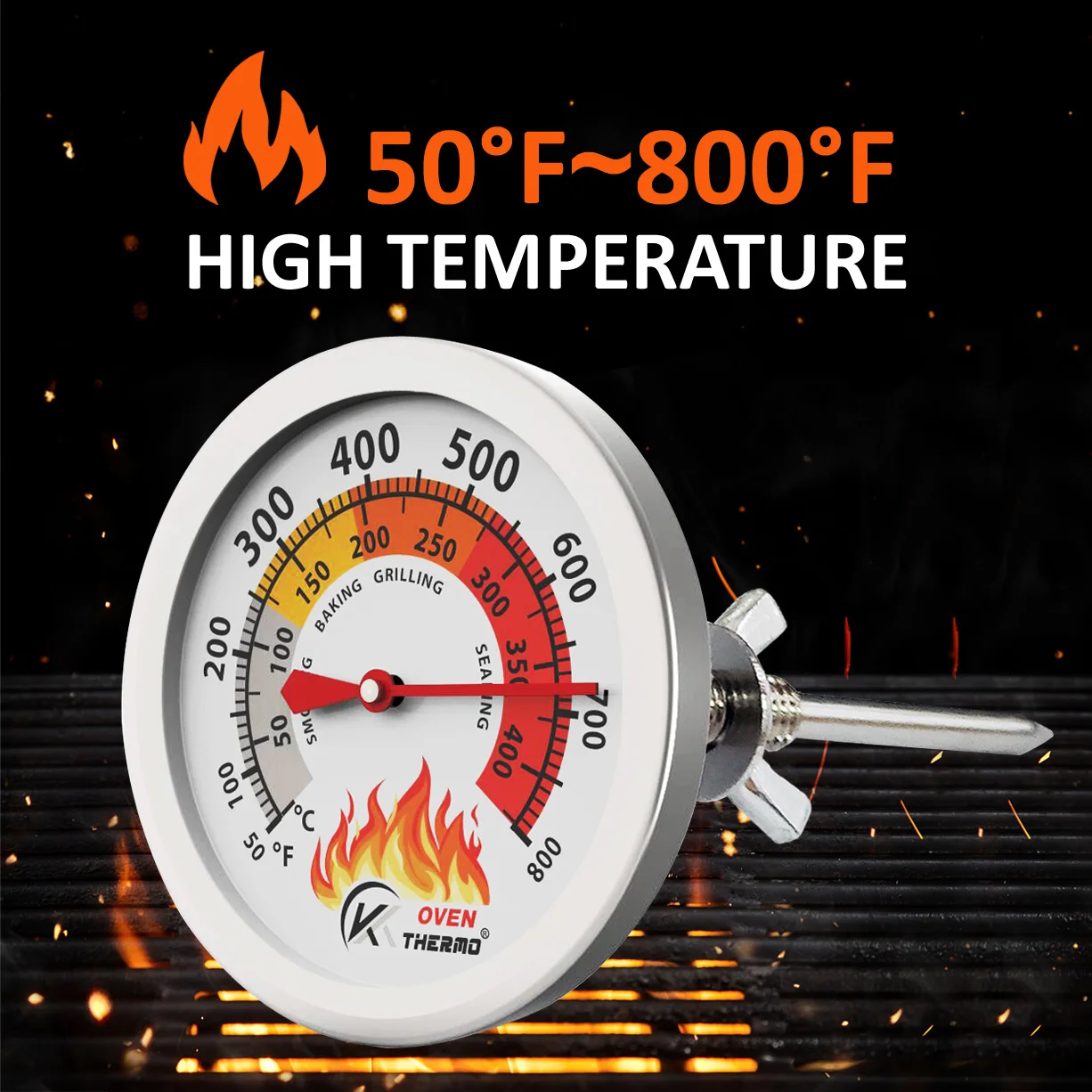 KT Thermo BBQ Grill Thermometer for Smoker Grill Parts Replacement, 2.5 