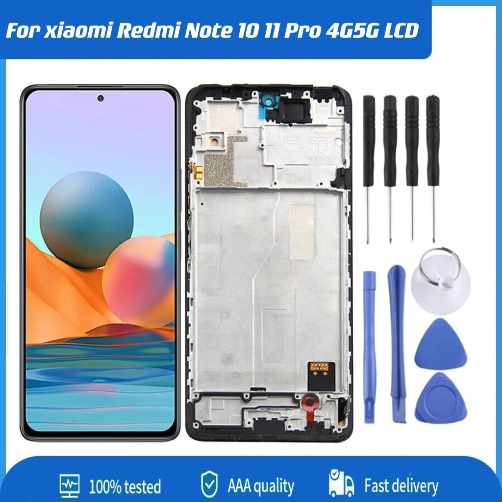 

100% Original 6.67'' for Xiaomi Redmi Note 10 Pro 4G LCD Touch Screen Digitizer Assembly Note11pro 5G LCD inside and outside