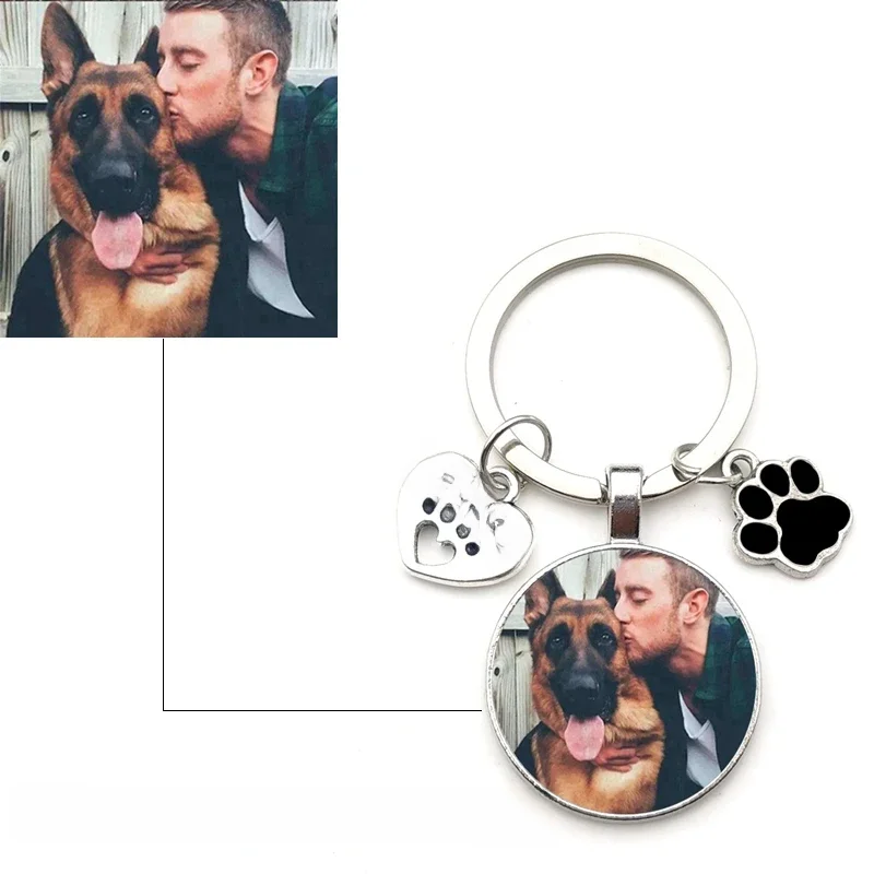 Porte-clés Photo de chien personnalisé, bricolage, pendentif en cristal de verre, Mini cœur, clé de voiture, cadeau préféré pour homme et fille, Souvenir