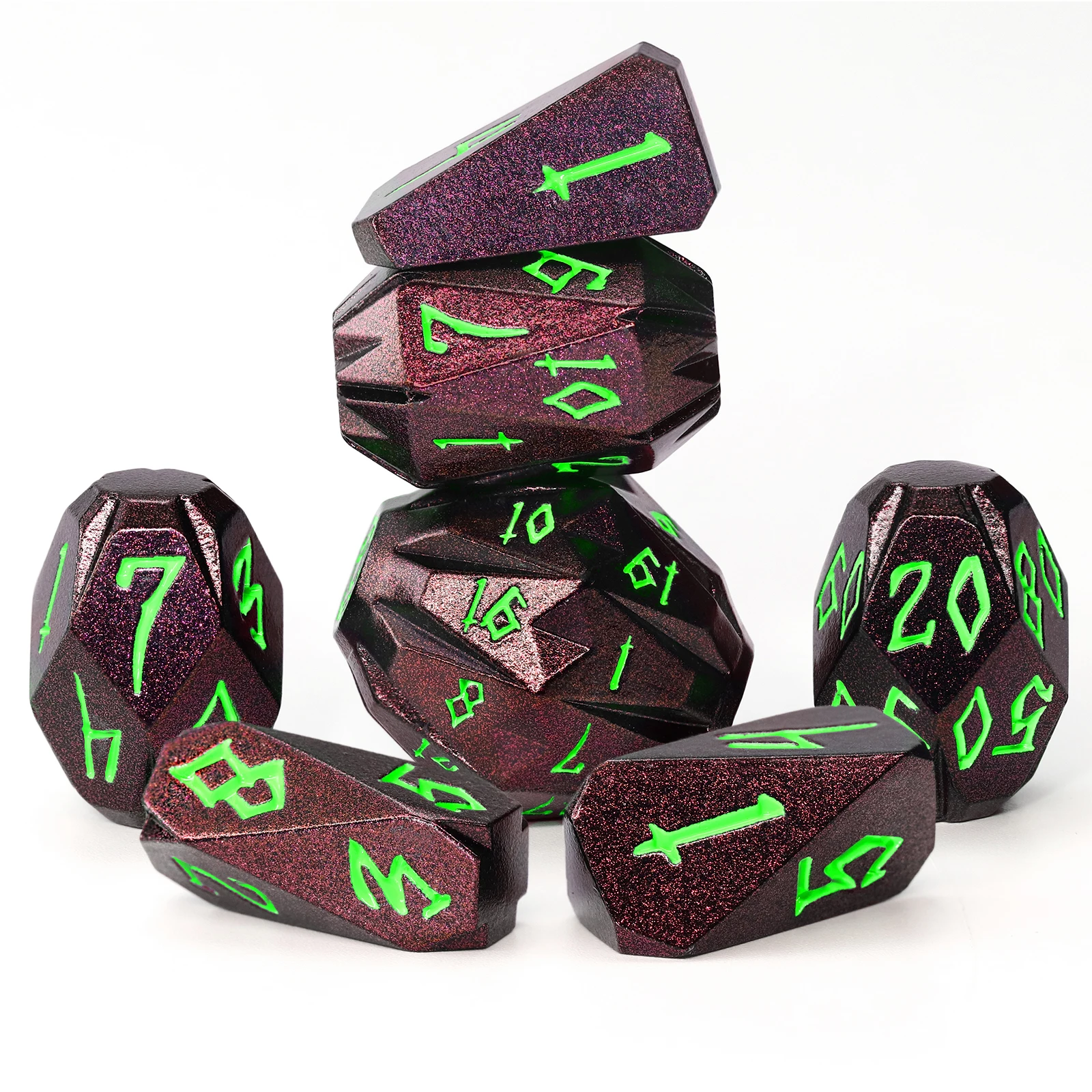 

7PCS DND Dice Metal Dice Set , Unique Cool Stonehenge Theme Polyhedral Dice Set with Box for DND Role Playing Games