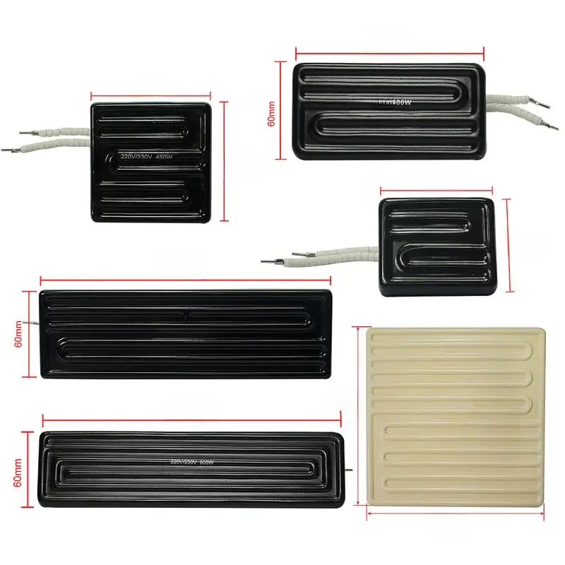 Płyta grzewcza ceramiczna na podczerwień 80*80mm 60*70mm 120*60mm 200*60mm 240*60mm 180*180mm 150W 300W 450W 600W 800W do stacji lutowniczej BGA — zdjęcie 2