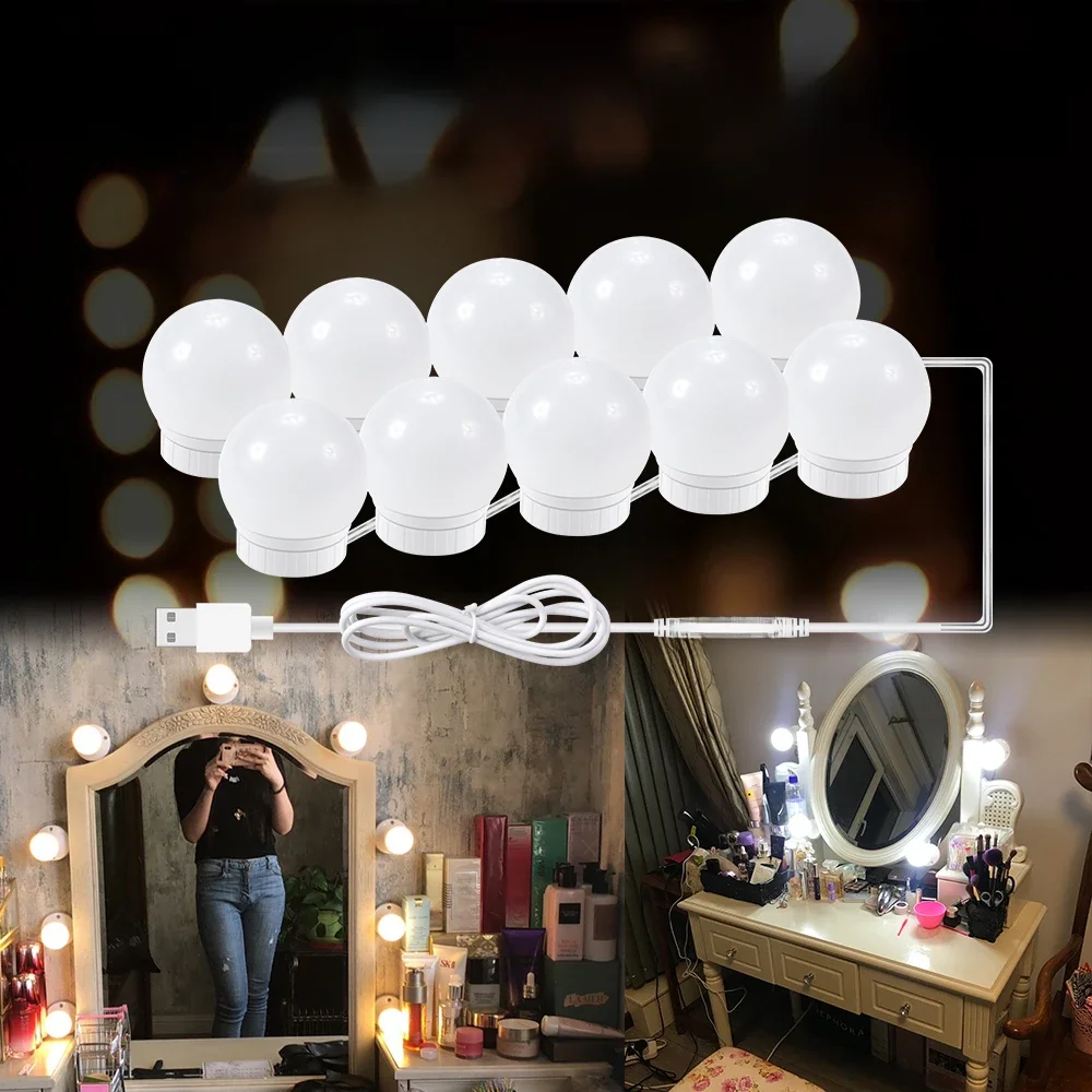 LED Makeup Mirror Light Bulb Dressing Table Vanity Lights Stepless Dimming LED Wall Lamp For Bedroom Bathroom Mirror Decoration