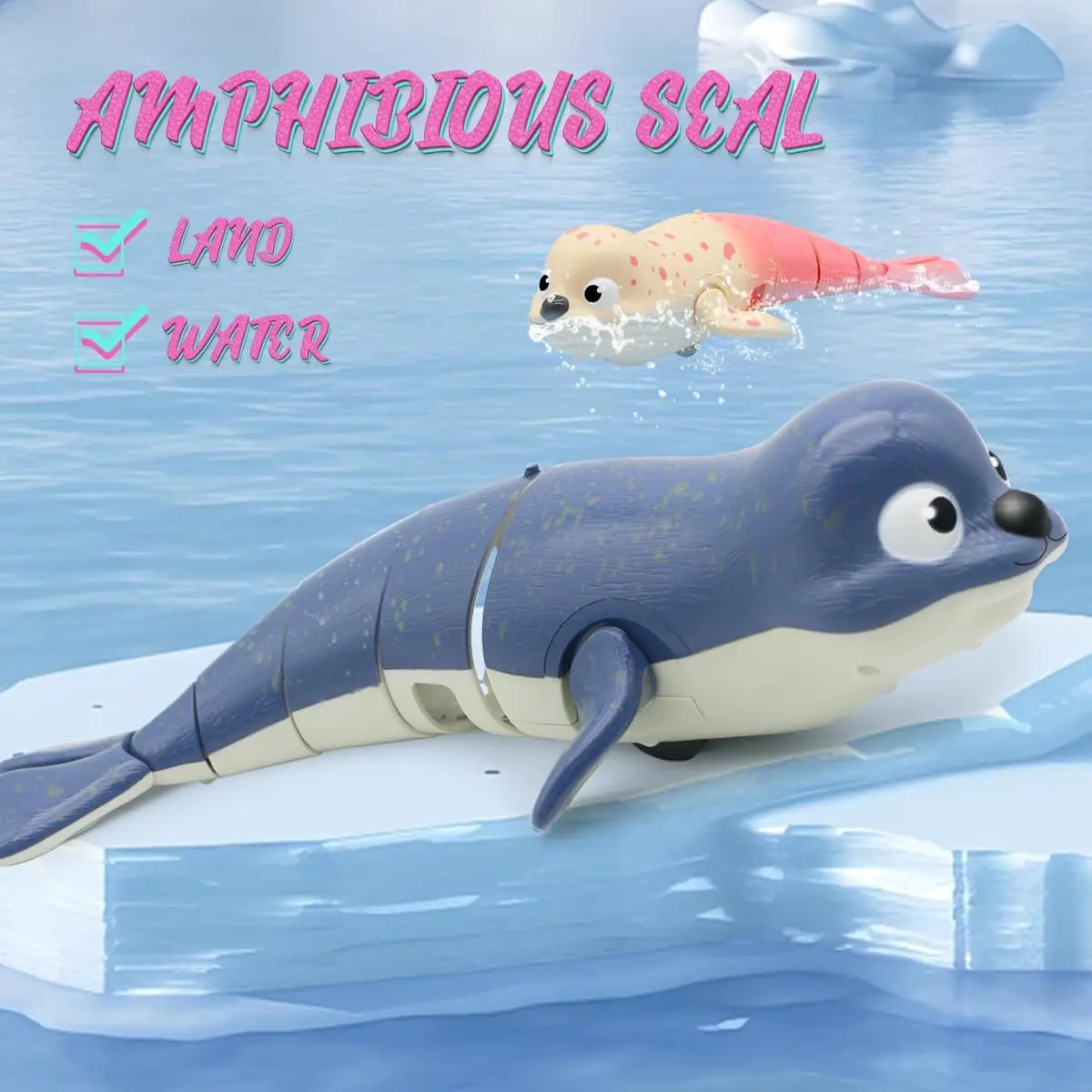 Amfibische 2.4G RC Lazy Seal Oplaadbaar Waterspeelspeelgoed Zwembadbad Kinderspeelgoed Afstandsbediening Haai Dolfijn Geschikt voor 3+ jongens