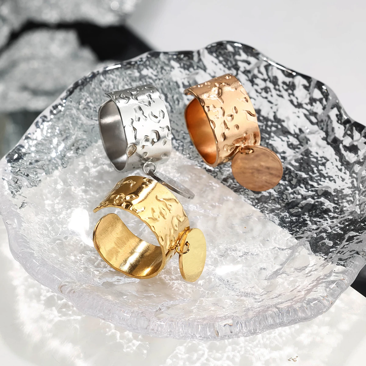 1pc new stainless steel personality fashion open adjustable ring niche design high-end ring versatile
