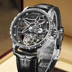 JINLERY Tourbillon Mechanical Watch for Men Luxury Wristwatch Sapphire Crystal Man Skeleton Waterproof Watches Relogio Masculion