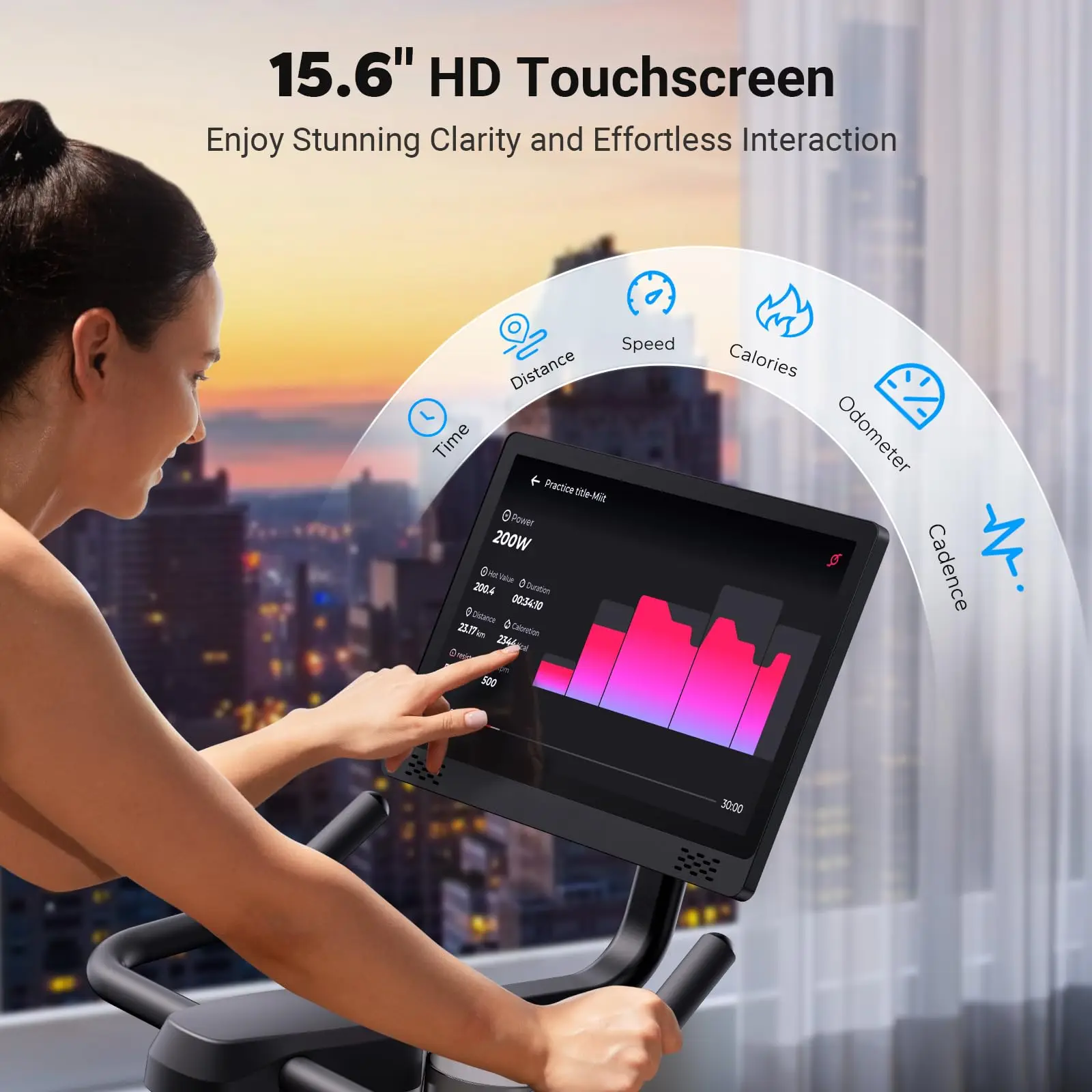 MERACH hometrainer remblok stationair met exclusieve app Geluidsarme indoor fietstablethouder en fitnesscursussen voor gewichtsverlies