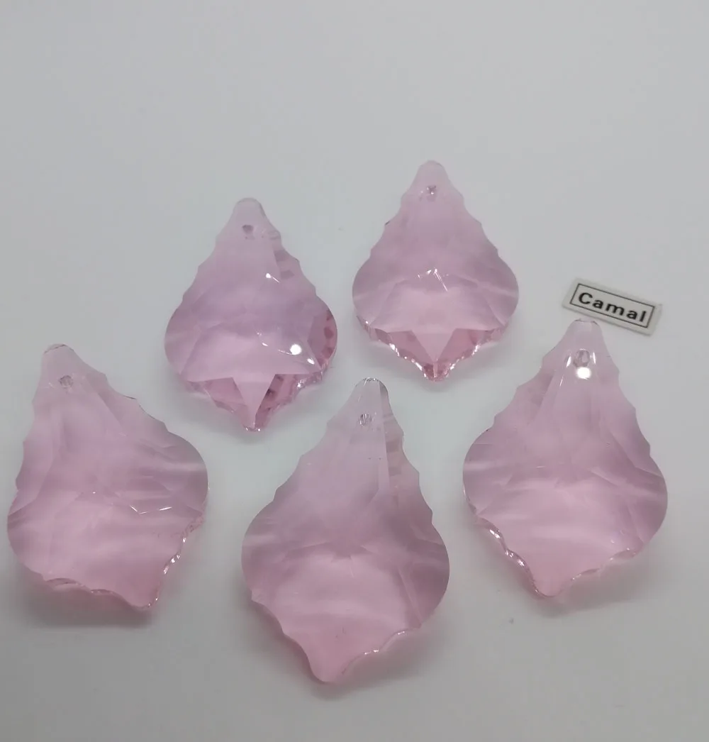 Camal 5PCS 38mm Pink K9 Maple Leaf Crystal Glass Prisms Pendant Drop SunCatcher Lamp Lighting Chandelier Part Hanging Decoration