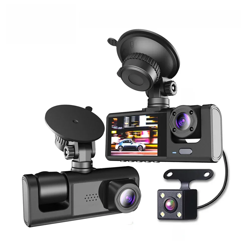 AliExpress 2.0Inch Car DVR Dash Cam HD Dash Camera Three Way Lens Video Recorder 1080P Black Box Cycle Recording Dashcam Camcorder