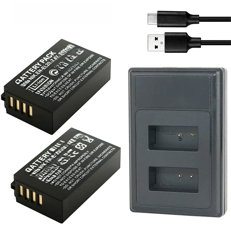 Batterie 1800MAH EN EL20 EL20A EN-EL20 EN-EL20A pour Nikon Coolpix P1000 P950 Nikon 1 J1, 1 J2,1 J3 pour batterie de caméra Nikon 1 AW1
