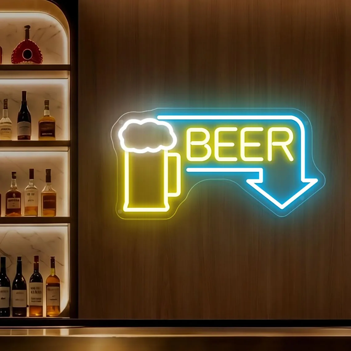 Beer Neon Sign Beer Mug with Arrow Neon Craft Beer Bar Pub Decor Home Bar Man Cave Club Wall Decor image 5