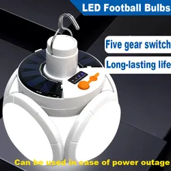 Portable Solar Camping Lantern Rechargeable Led Pendant Light Outdoor Hanging Tent Lamp Folding Football Bulbs With Hook Lights