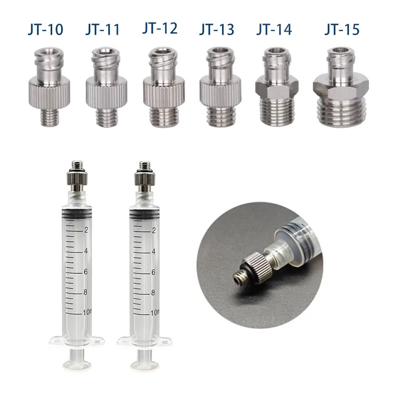 Pneumatic Metal Luer Syringe Barrel Adapter M5 M6 M8 Male Female Double Thread Luer, 5/10pcs