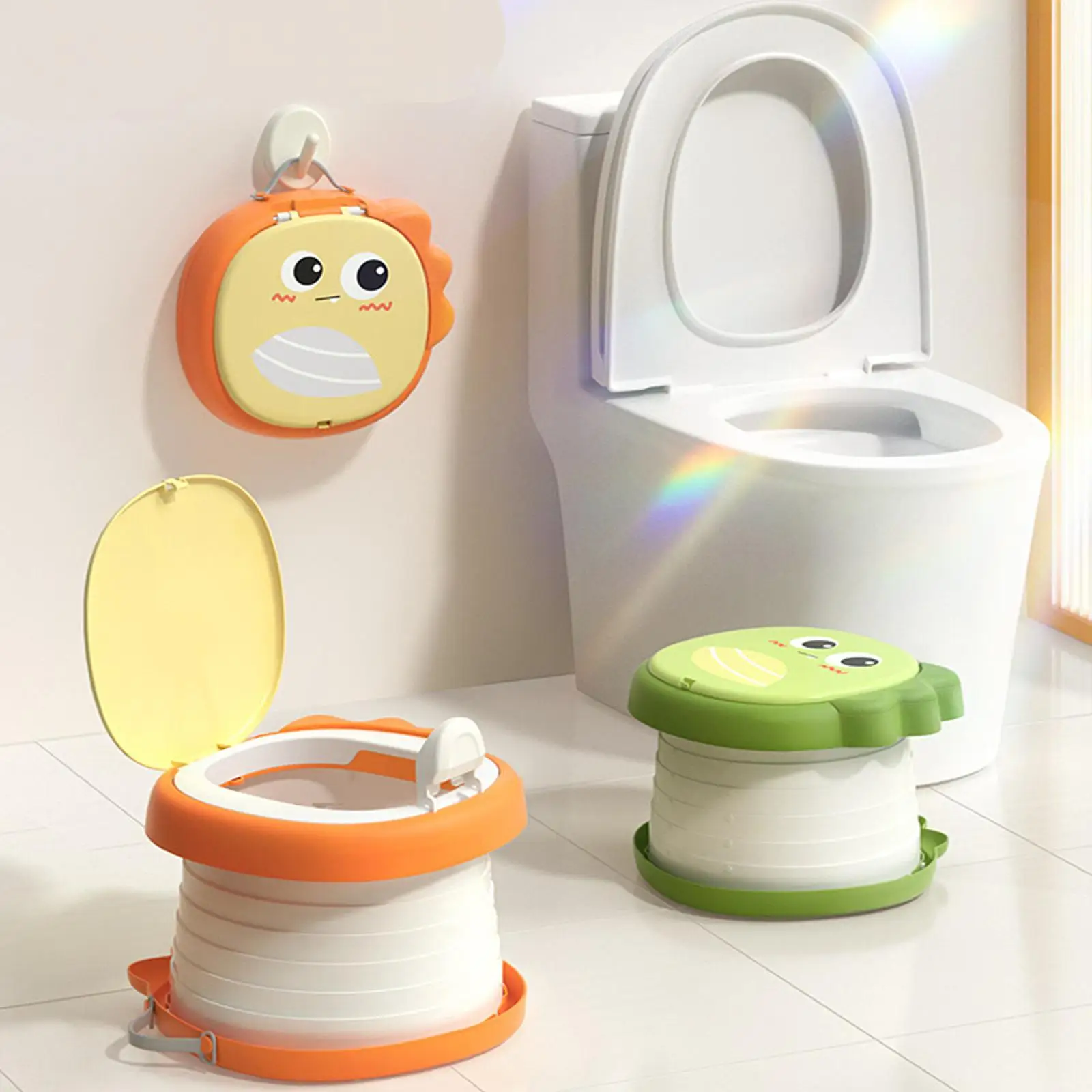 Foldable Baby Potty Chair Seat with Handle Portable Travel Toilet Training Seat for Infants - Indoor Outdoor Home Car Use