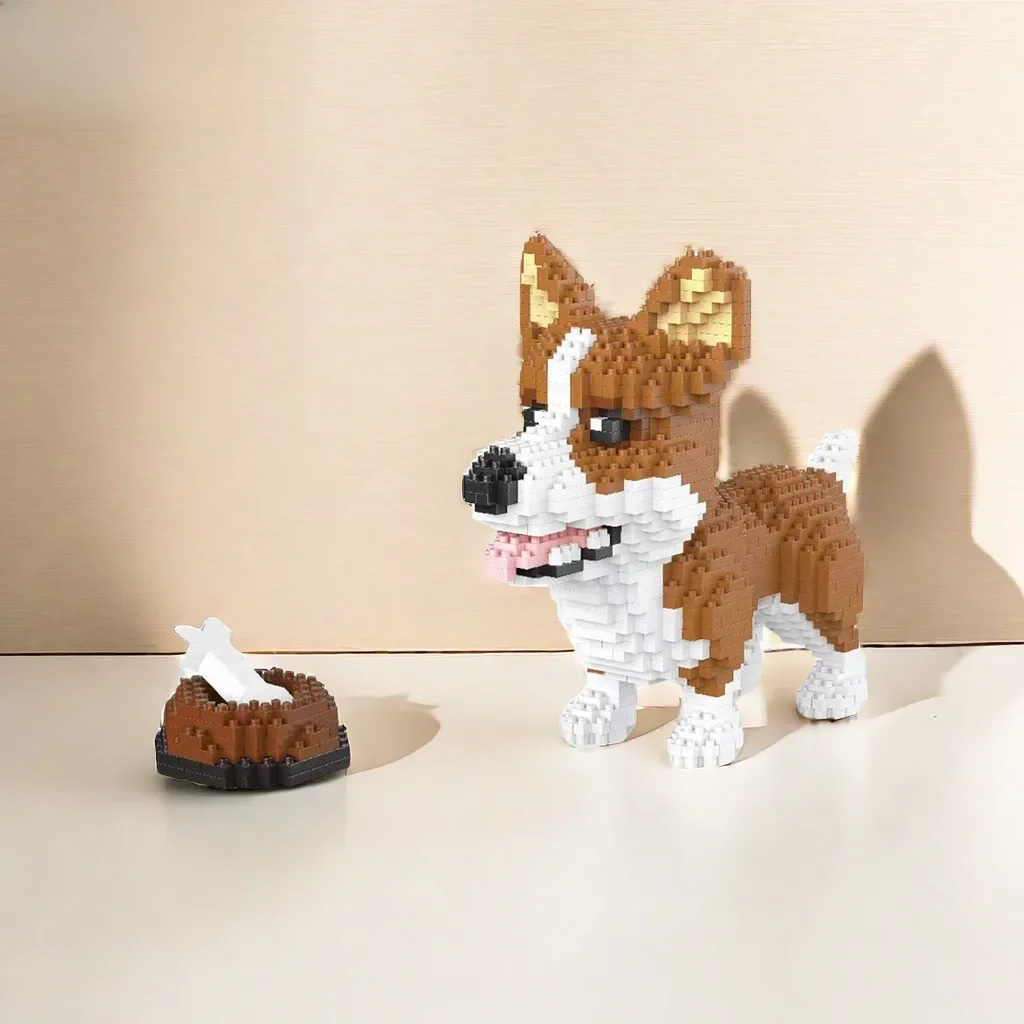 Knew Built Corgi Dog Micro Mini Bouwstenen Speelgoed: Schattig model voor dierenliefhebbers, recreatie, perfecte weergave en cadeau-idee - afbeelding 2