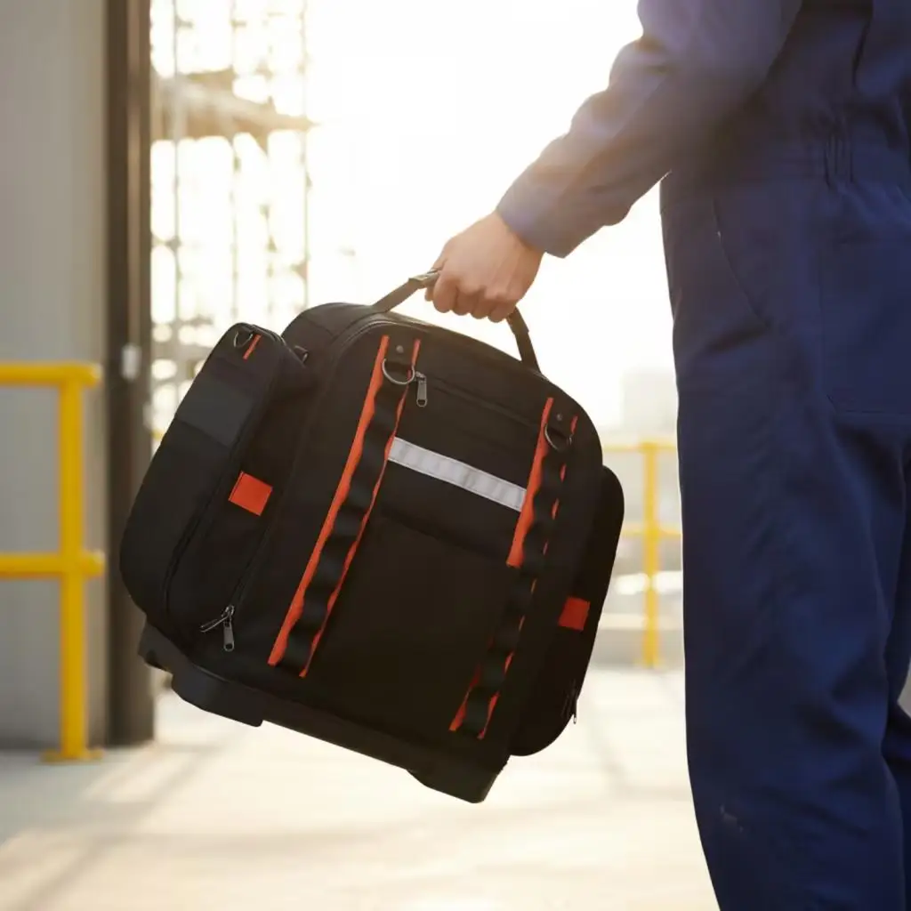 Heavy Duty Tool Backpack Long-Lasting Portable Tool Bag Work Gear Large Capacity Comfortable Carry for Construction Site