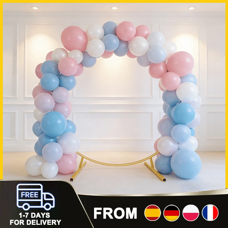 Support d'arche de ballons extra large de 2 m en métal robuste, polyvalent et facile à installer, cadre floral incurvé blanc/doré pour mariages, fêtes, jardins et événements