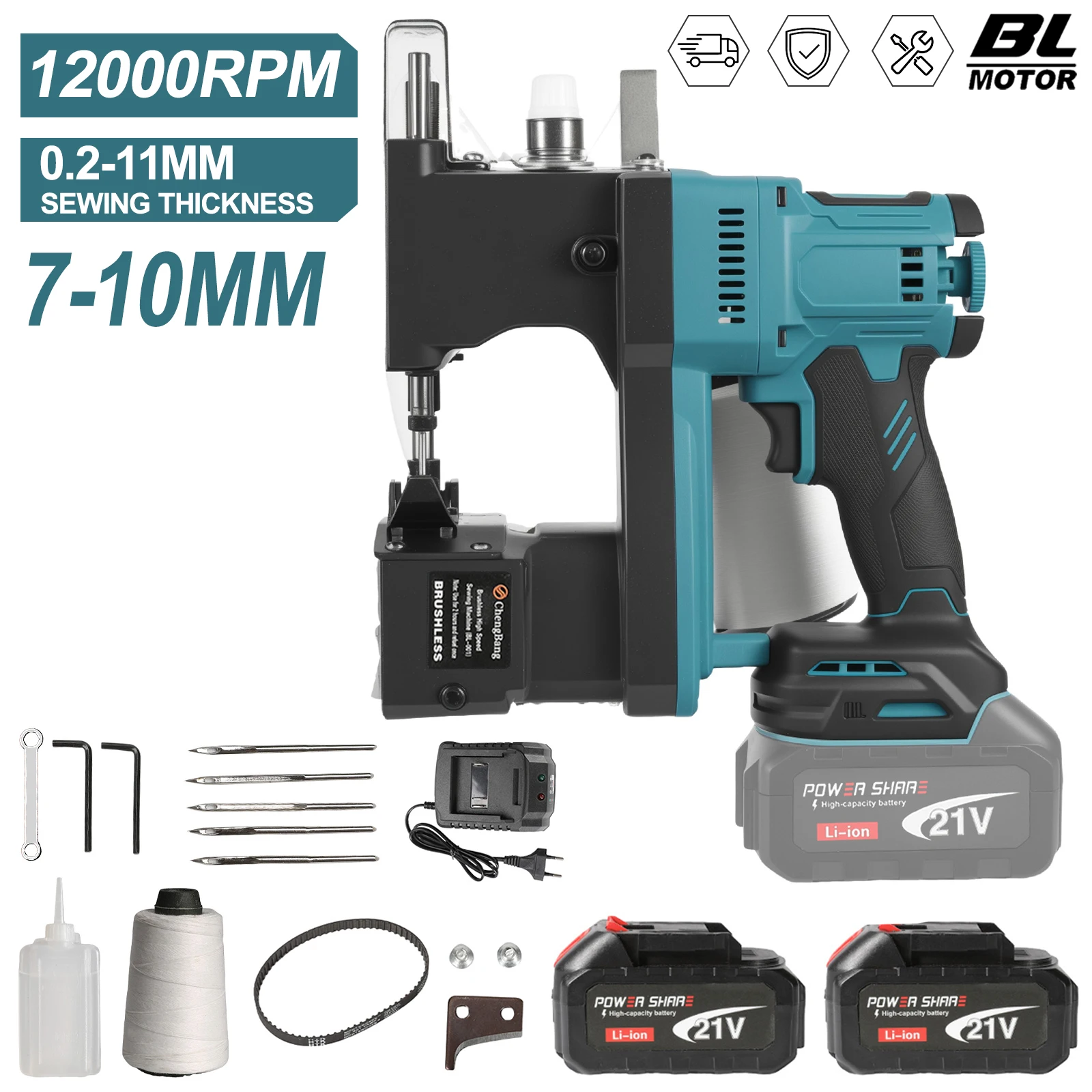 Bürstenlose Akku-Nähmaschine, Hochgeschwindigkeits-Automatik-Schneidbeutel für den Außenbereich, Verpackungsmaschine, geeignet für Makita 21 V Batterie