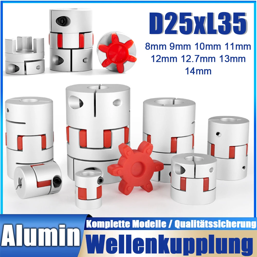 

D25xL35 Jaw Shaft Coupler Spider Flexible Motor Aluminium Plum Flexible Coupling 8 9 10 11 12 12.7 13 14mm Encoder Connector