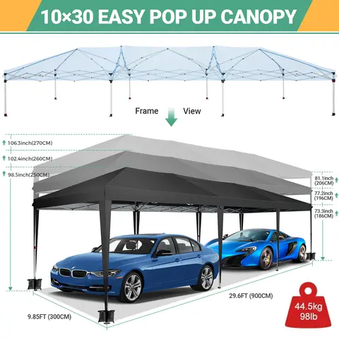 10x30ft Pop Up-tält med 8 sidoväggar, tält för fest, vattentätt campingtak, bärbart lusthus för trädgården 8 best sales uppfällbart tält med kapell - №8