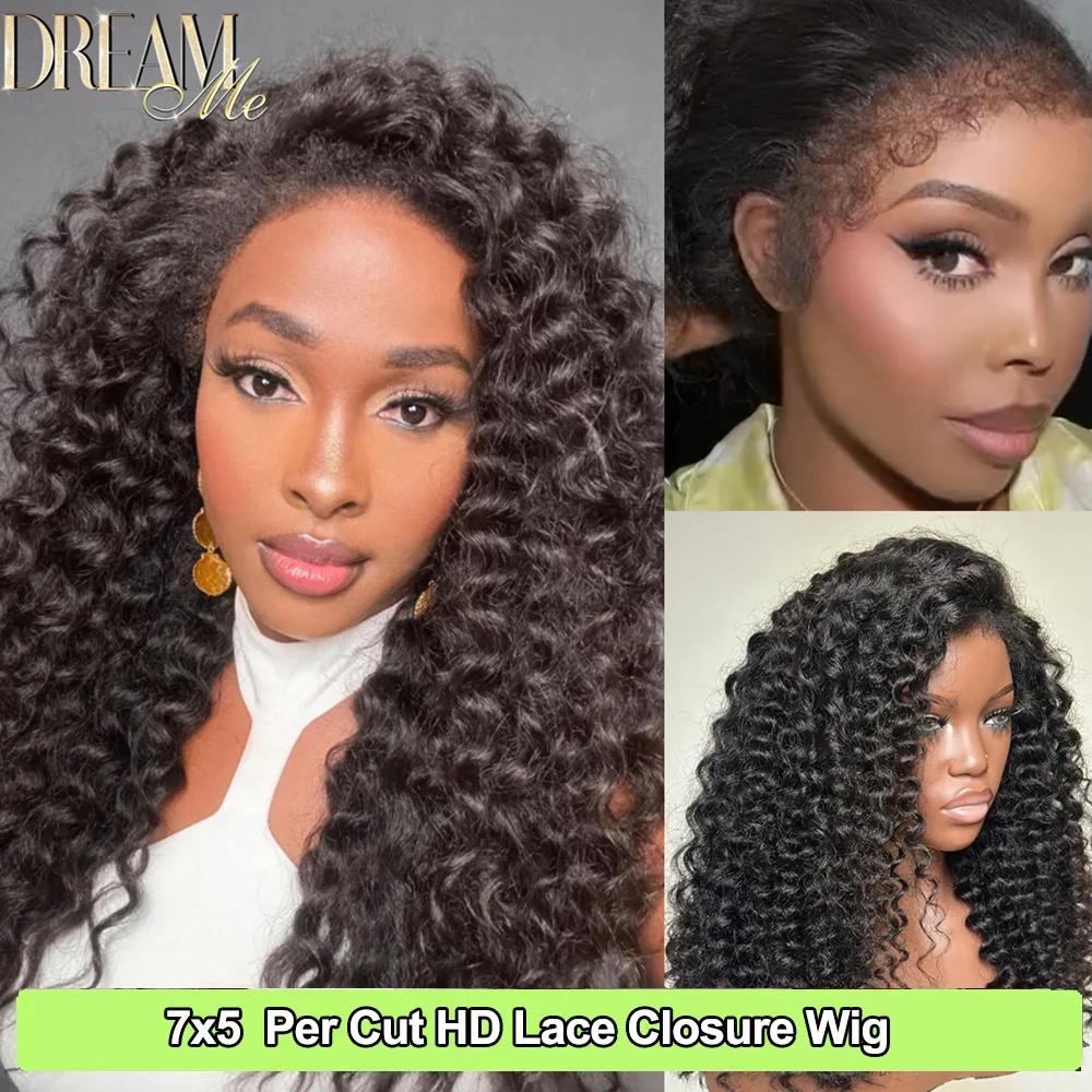 Deep Curly Wig With 4C Kinky Edges 7x5 HD Lace Wig Wear & Go Glueless Wig Hidden Strap 360 HD Lace Wig 5x5 HD Lace Closure Wig