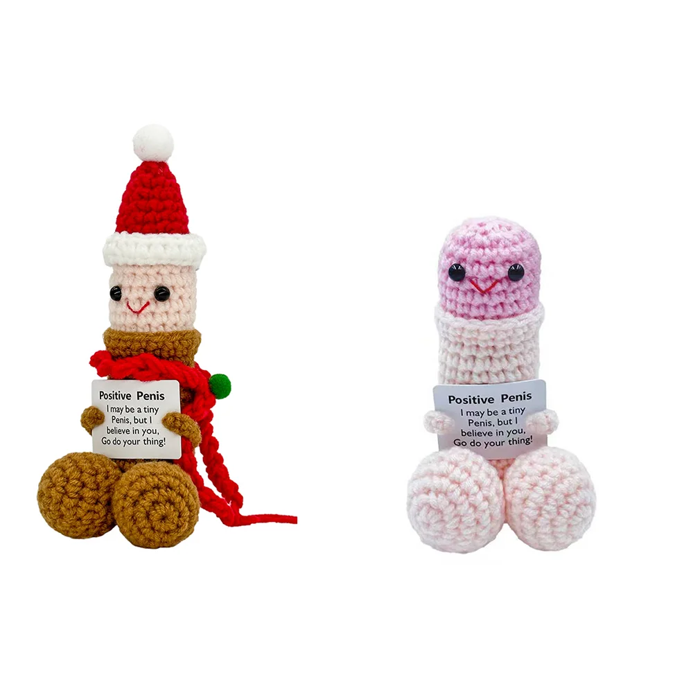 

Cute Crochet Doll Gift for Christmas, Desktop Decoration Figurine with Emotional Support Language, Positive Pickle Decorative