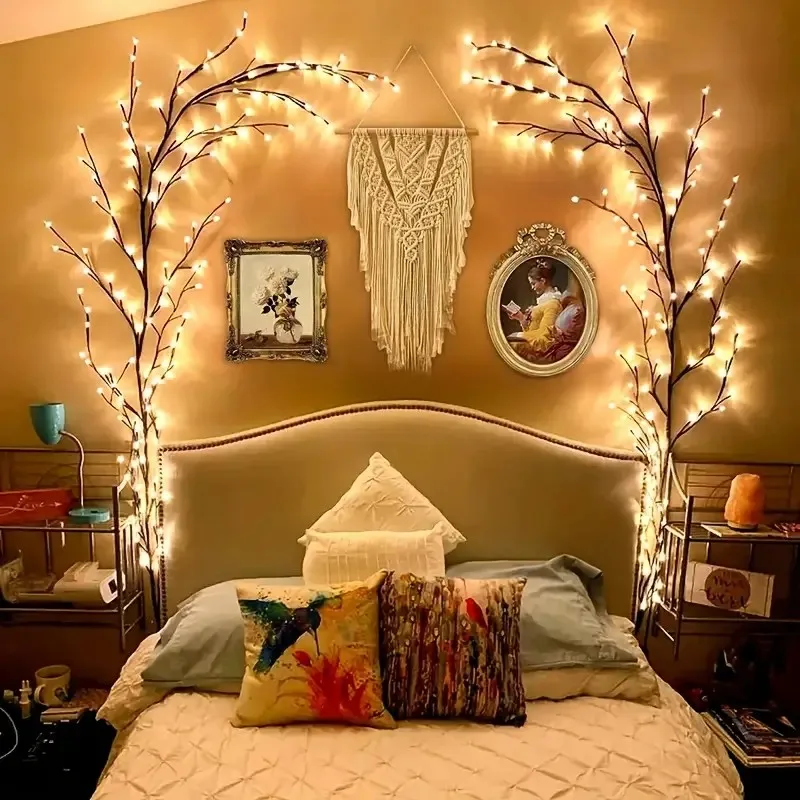 144 LED USB Wall Decoration String Lights Willow Vine Branch Warm White Light for Room Kitchen Wedding Christmas New Year Decor
