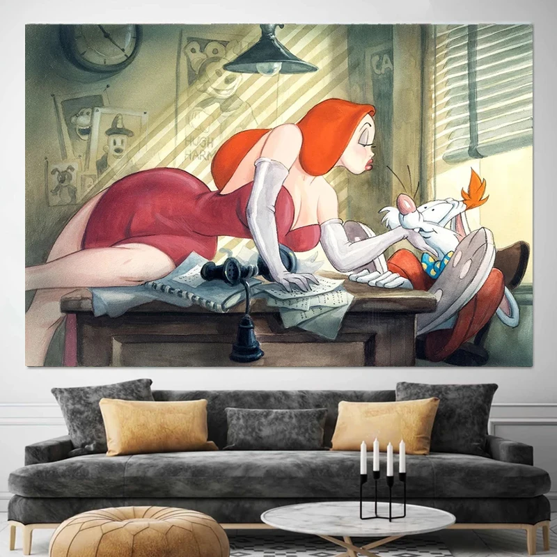 Disney Roger Rabbit Jessica Rabbit Concept Art Reproduction Poster Prints For Home Decor Cartoon Canvas Painting Wall Art Cuadro