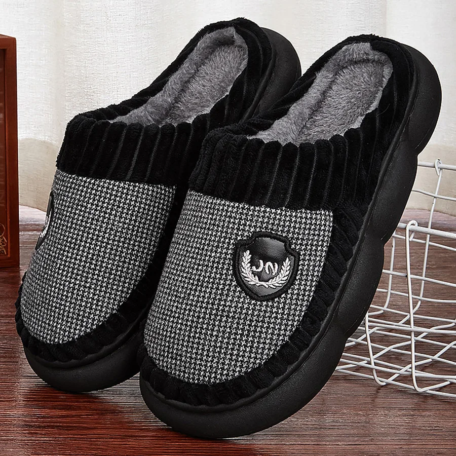 Man Slippers House Platform Memory Foam Winter Plush Cotton Slipper Warm Soft Non-slip Thickened Indoor Shoes Big Size Luxury