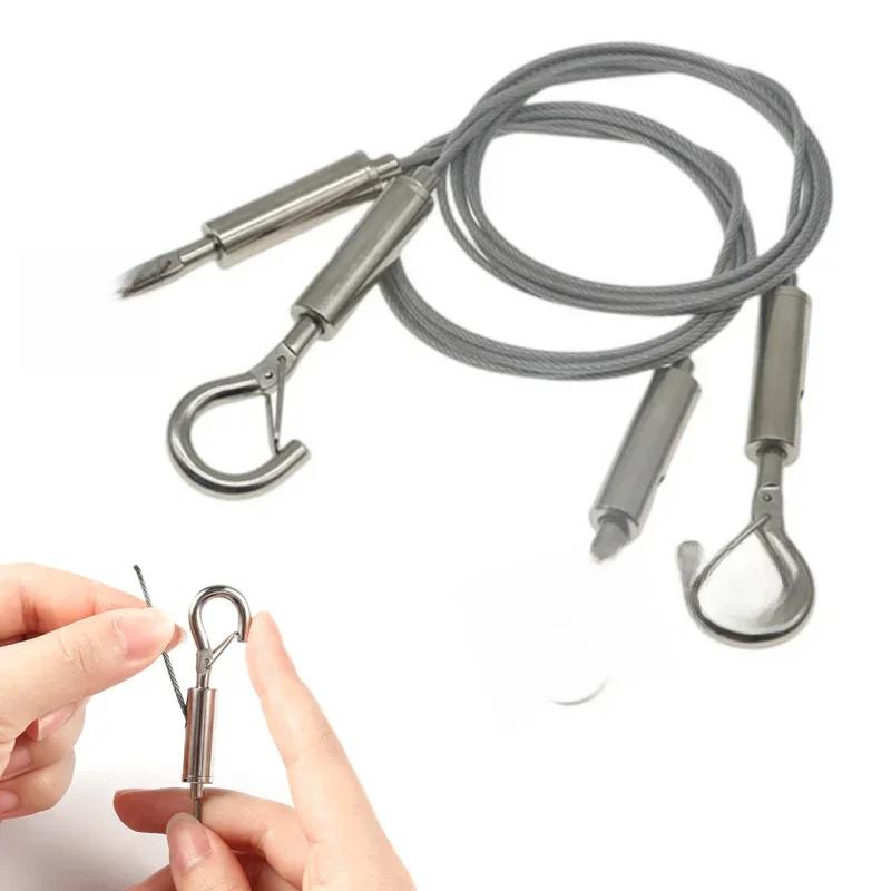 Crochet à ressort pour câble métallique automatique réglable, corde à linge, système de Solution pour suspendre des images, Code de Suspension, câble en acier inoxydable
