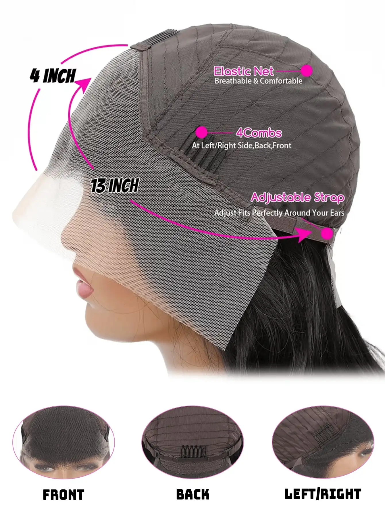 250% 13x4 Вьющиеся кружевные фронтальные парики Человеческие волосы 250% Плотность Глубокая волна Парик фронта шнурка Человеческие волосы Прозрачные кружевные вьющиеся парики