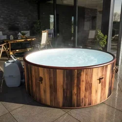 150cm Stock Portable Airjet Round Hot Tub PVC 2~4 Person Spa Pool Inflatable Jacuzzis Outdoor Spa Bathtub For Adult Family